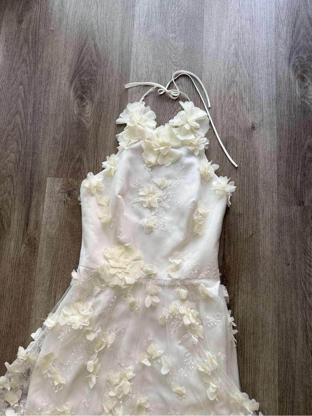 helsi camilla ivory 3d floral applique embroidered halter neck midi dress small - Picture 4 of 5